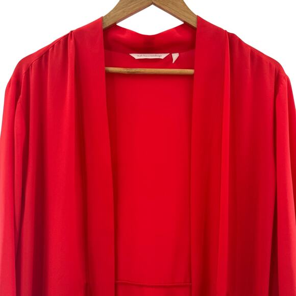 Soft Surrounding Red Open Front Waterfall Light Ruffle Kimono
Cardigan Size 3X - Picture 2 of 7